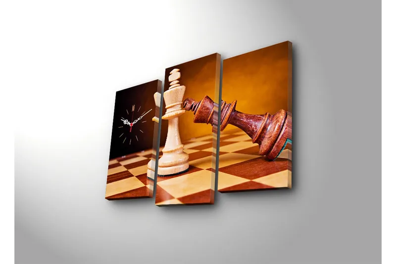 Dekorativ Canvasbilde med Klokke 3 Deler - Flerfarget - Innredning - Veggdekorasjon - Veggklokke