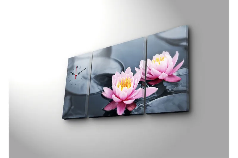 Dekorativ Canvasbilde med Klokke 3 Deler - Flerfarget - Innredning - Veggdekorasjon - Veggklokke