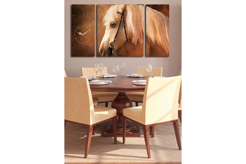 Dekorativ Canvasbilde med Klokke 3 Deler - Flerfarget - Innredning - Veggdekorasjon - Veggklokke