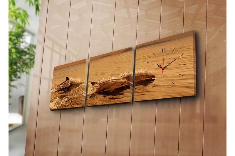 Dekorativ Canvasbilde med Klokke 3 Deler, Flerfarget