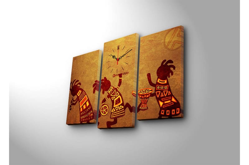 Dekorativ Canvasbilde med Klokke 3 Deler - Flerfarget - Innredning - Veggdekorasjon - Veggklokke