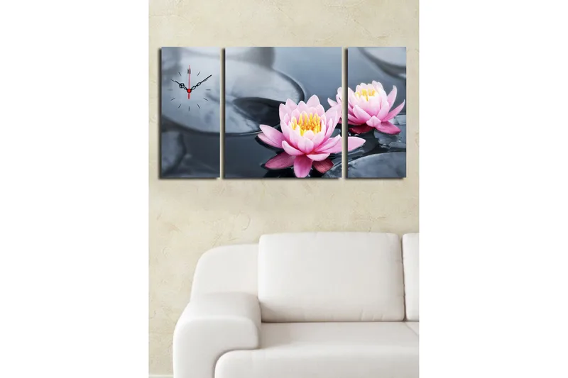 Dekorativ Canvasbilde med Klokke 3 Deler - Flerfarget - Innredning - Veggdekorasjon - Veggklokke