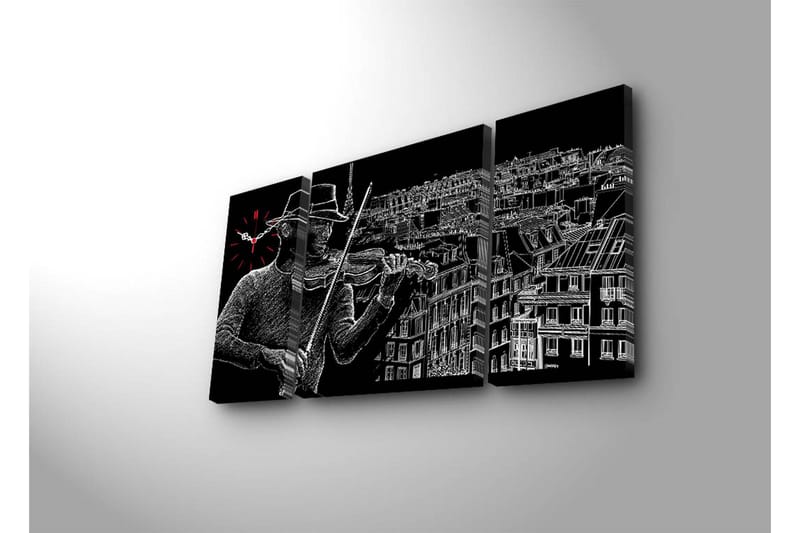 Dekorativ Canvasbilde med Klokke 3 Deler - Flerfarget - Innredning - Veggdekorasjon - Veggklokke