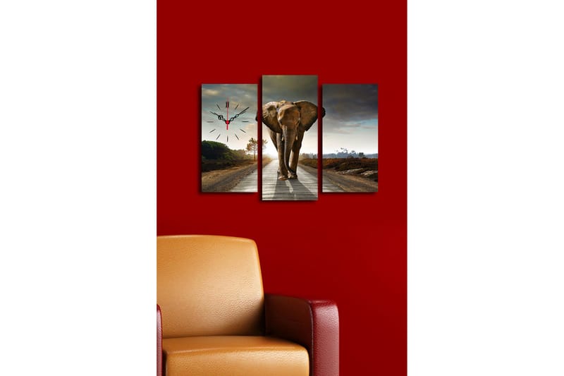 Dekorativ Canvasbilde med Klokke 3 Deler - Flerfarget - Innredning - Veggdekorasjon - Veggklokke