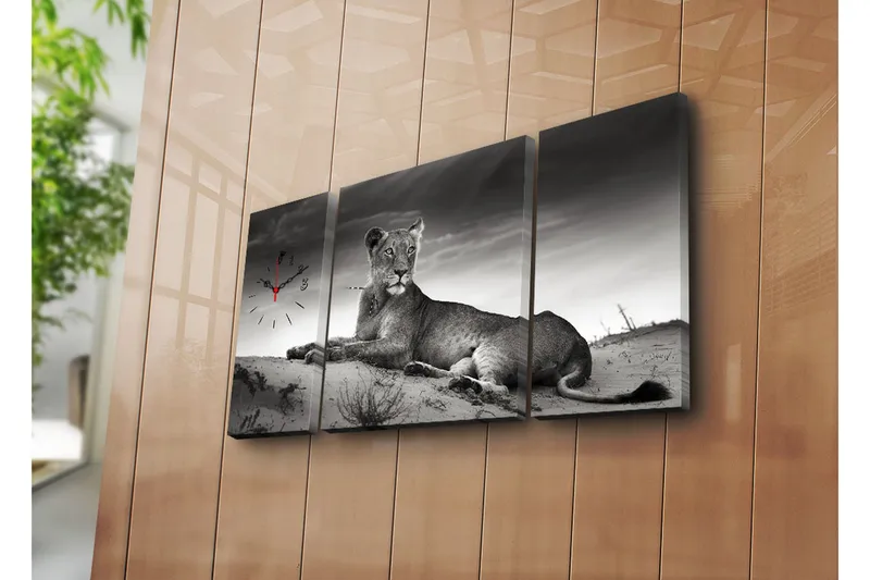 Dekorativ Canvasbilde med Klokke 3 Deler, Flerfarget