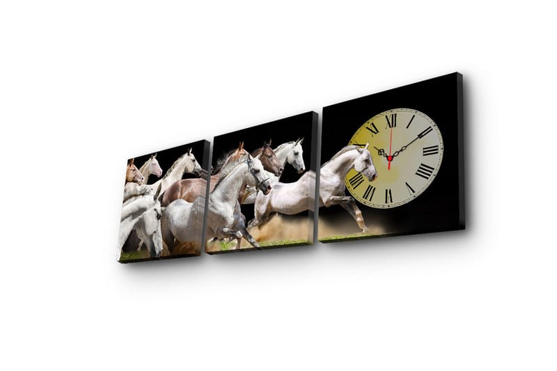 Dekorativ Canvasbilde med Klokke 3 Deler - Flerfarget - Innredning - Veggdekorasjon - Veggklokke