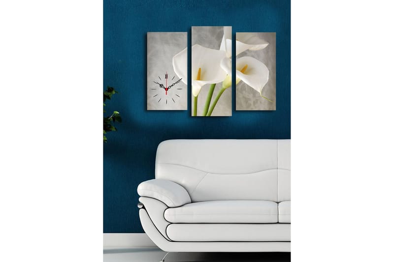 Dekorativ Canvasbilde med Klokke 3 Deler - Flerfarget - Innredning - Veggdekorasjon - Veggklokke