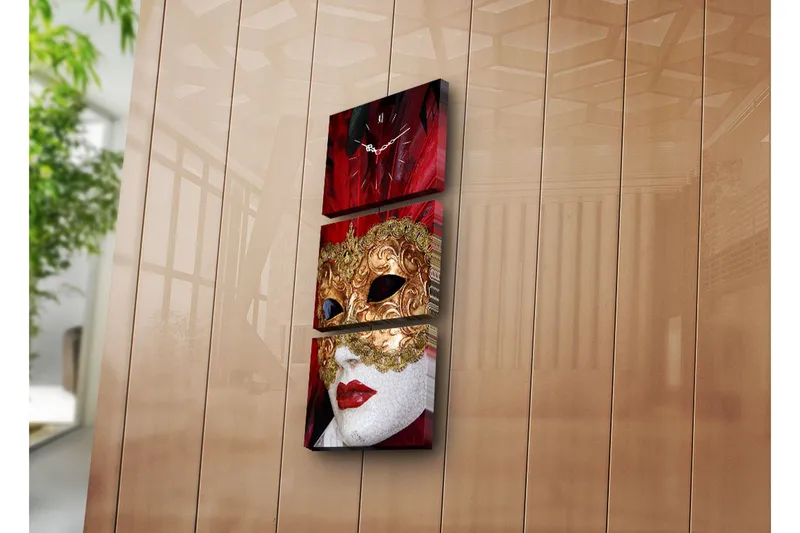 Dekorativ Canvasbilde med Klokke 3 Deler, Flerfarget