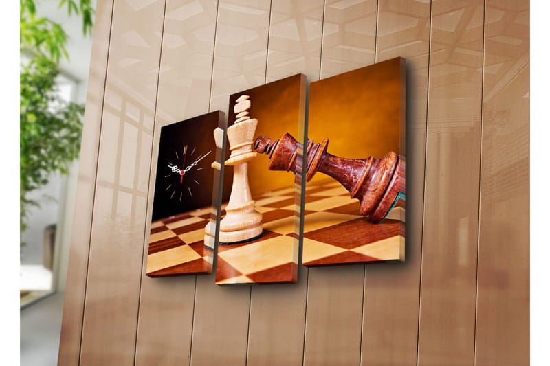 Dekorativ Canvasbilde med Klokke 3 Deler, Flerfarget