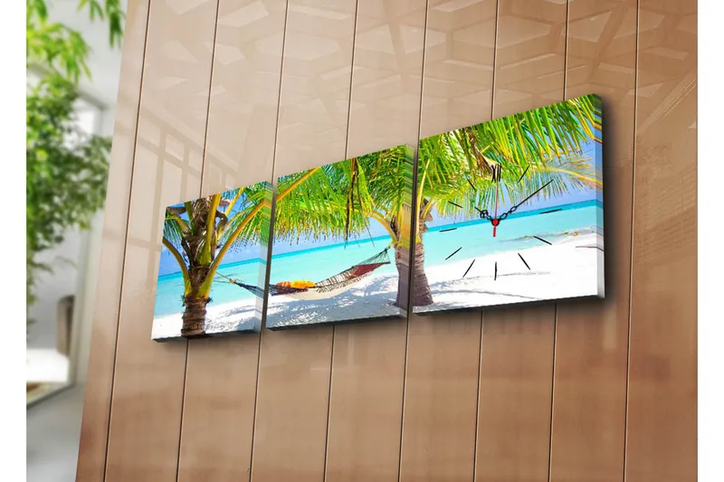 Dekorativ Canvasbilde med Klokke 3 Deler, Flerfarget