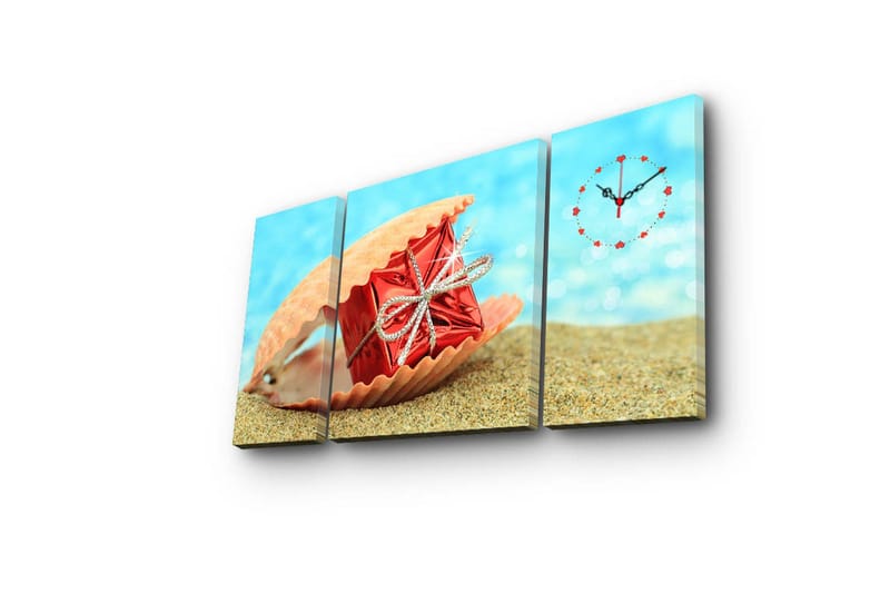 Dekorativ Canvasbilde med Klokke 3 Deler - Flerfarget - Innredning - Veggdekorasjon - Veggklokke