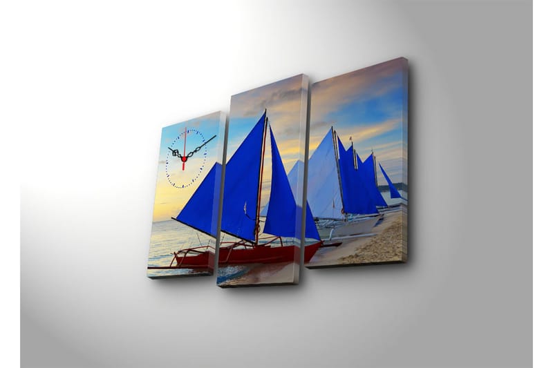 Dekorativ Canvasbilde med Klokke 3 Deler - Flerfarget - Innredning - Veggdekorasjon - Veggklokke