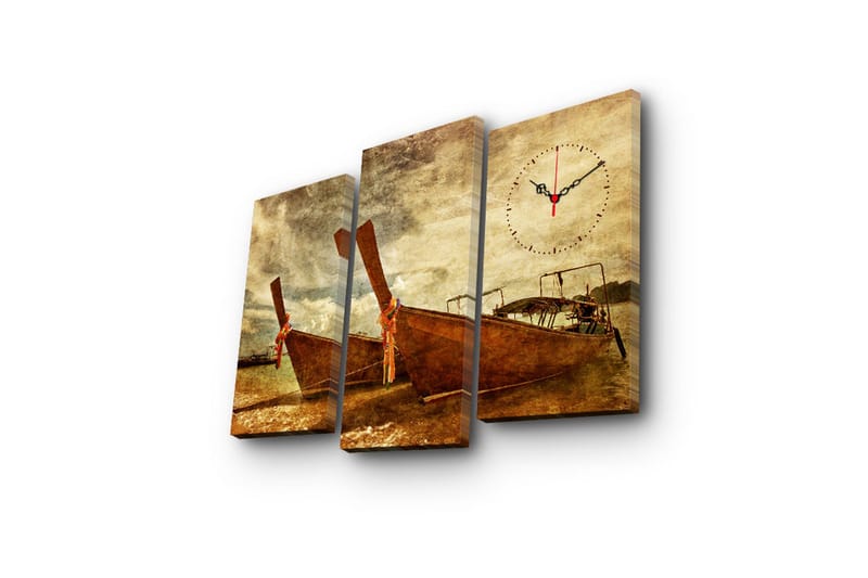Dekorativ Canvasbilde med Klokke 3 Deler - Flerfarget - Innredning - Veggdekorasjon - Veggklokke