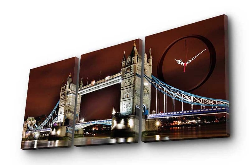 Dekorativ Canvasbilde med Klokke 3 Deler - Flerfarget - Innredning - Veggdekorasjon - Veggklokke