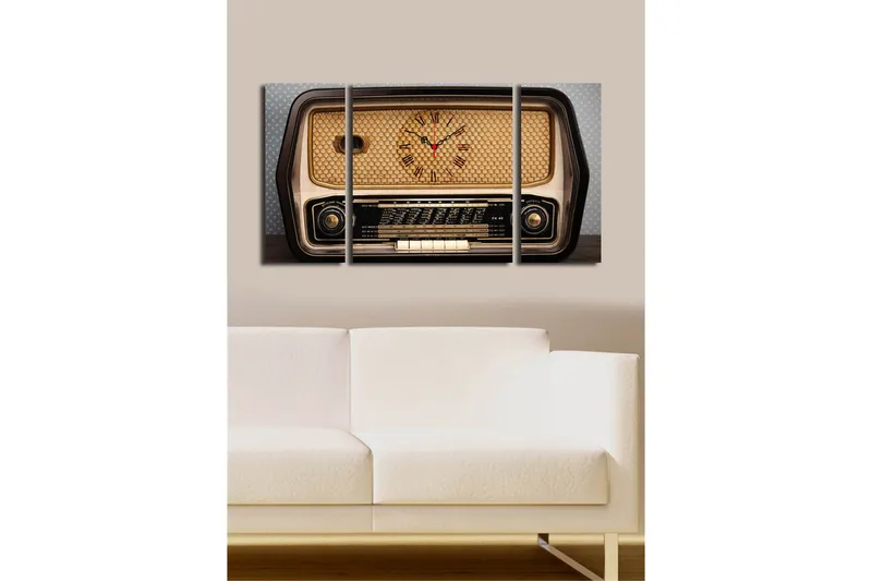 Dekorativ Canvasbilde med Klokke 3 Deler - Flerfarget - Innredning - Veggdekorasjon - Veggklokke