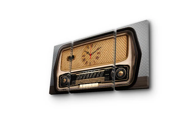 Dekorativ Canvasbilde med Klokke 3 Deler - Flerfarget - Innredning - Veggdekorasjon - Veggklokke