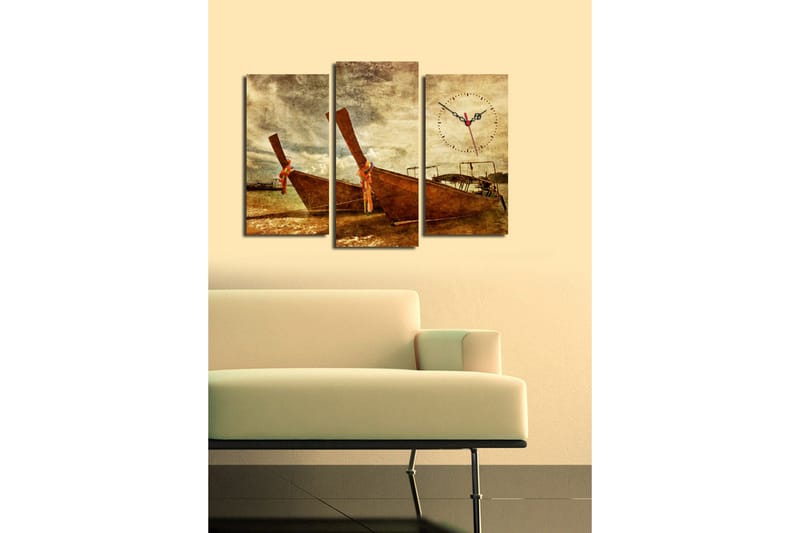 Dekorativ Canvasbilde med Klokke 3 Deler - Flerfarget - Innredning - Veggdekorasjon - Veggklokke