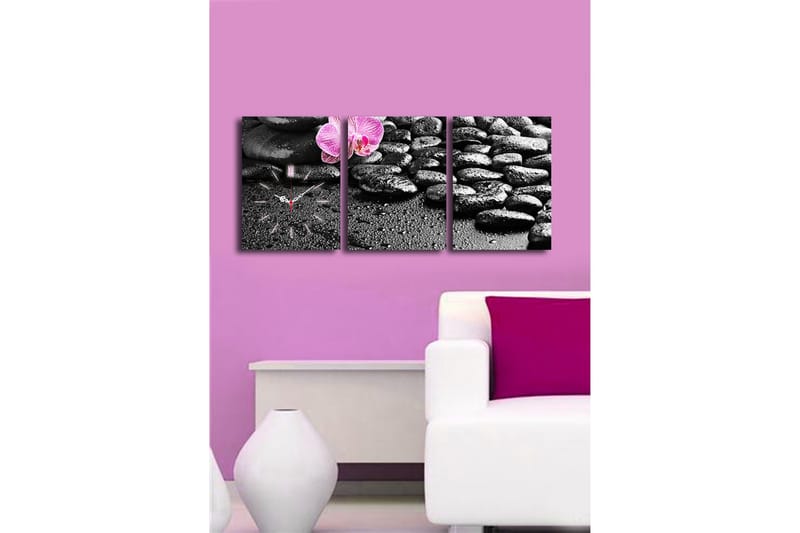 Dekorativ Canvasbilde med Klokke 3 Deler - Flerfarget - Innredning - Veggdekorasjon - Veggklokke