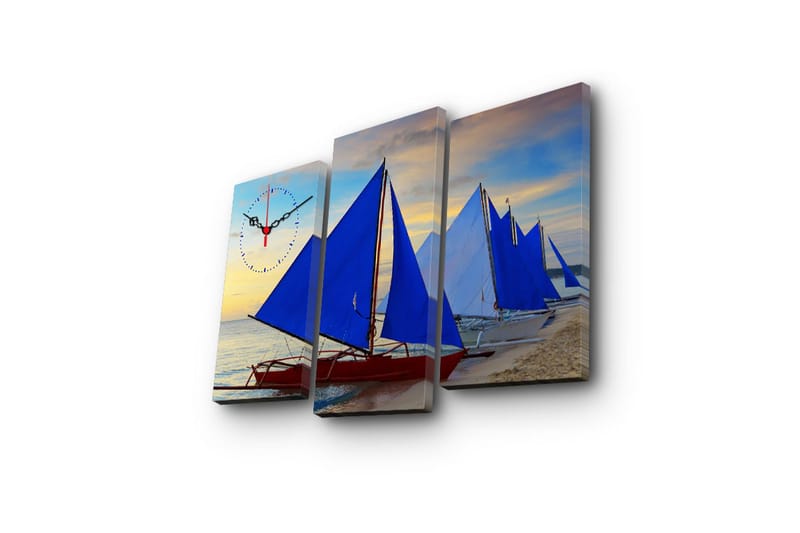 Dekorativ Canvasbilde med Klokke 3 Deler - Flerfarget - Innredning - Veggdekorasjon - Veggklokke