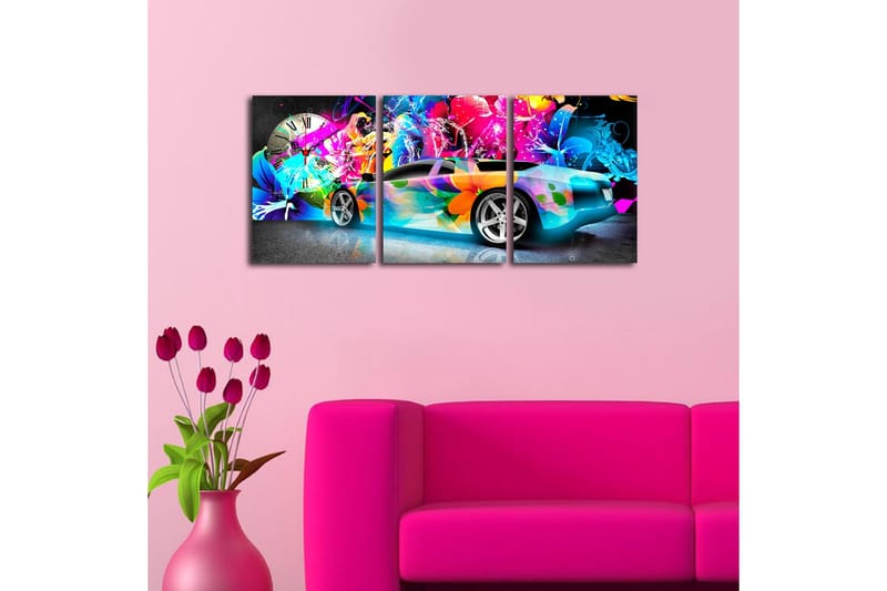 Dekorativ Canvasbilde med Klokke 3 Deler - Flerfarget - Innredning - Veggdekorasjon - Veggklokke