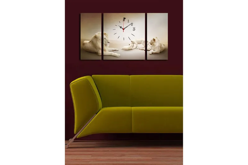 Dekorativ Canvasbilde med Klokke 3 Deler - Flerfarget - Innredning - Veggdekorasjon - Veggklokke