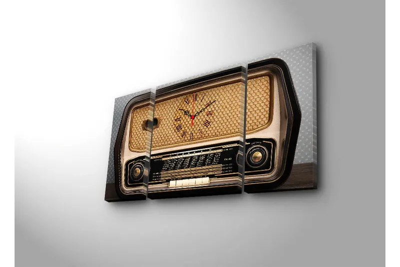 Dekorativ Canvasbilde med Klokke 3 Deler - Flerfarget - Innredning - Veggdekorasjon - Veggklokke