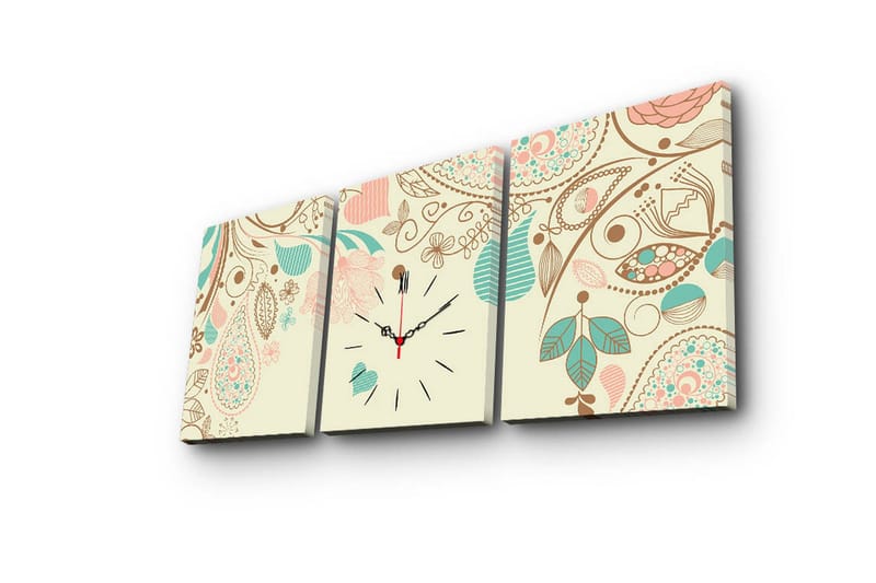 Dekorativ Canvasbilde med Klokke 3 Deler - Flerfarget - Innredning - Veggdekorasjon - Veggklokke