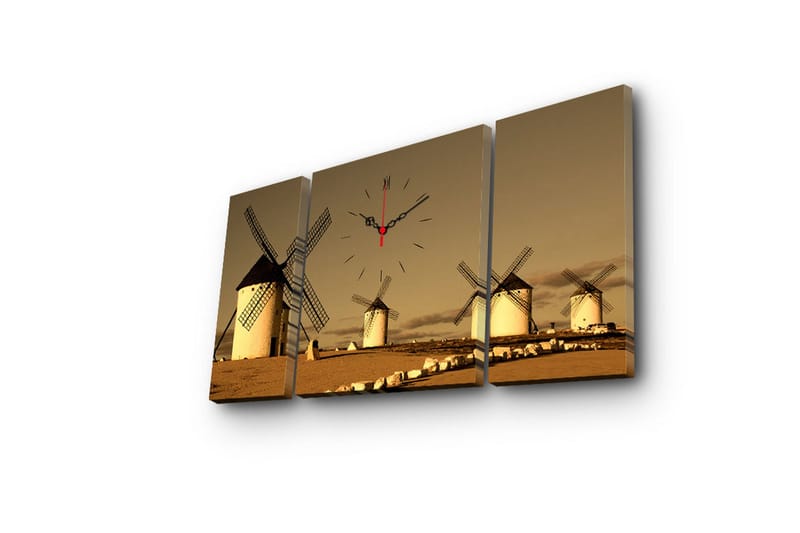 Dekorativ Canvasbilde med Klokke 3 Deler - Flerfarget - Innredning - Veggdekorasjon - Veggklokke