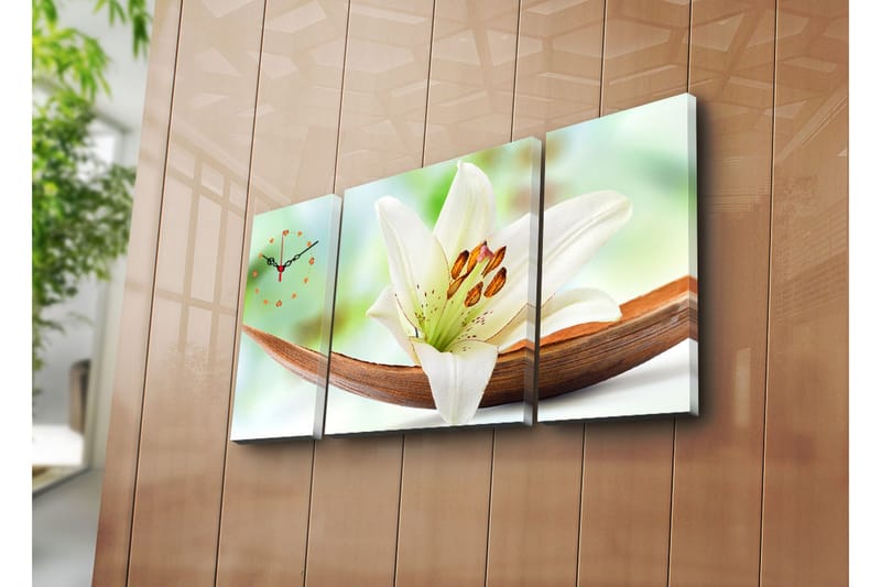 Dekorativ Canvasbilde med Klokke 3 Deler, Flerfarget