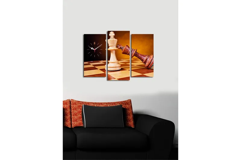 Dekorativ Canvasbilde med Klokke 3 Deler - Flerfarget - Innredning - Veggdekorasjon - Veggklokke