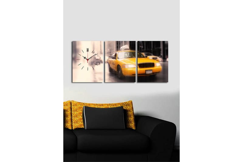 Dekorativ Canvasbilde med Klokke 3 Deler - Flerfarget - Innredning - Veggdekorasjon - Veggklokke