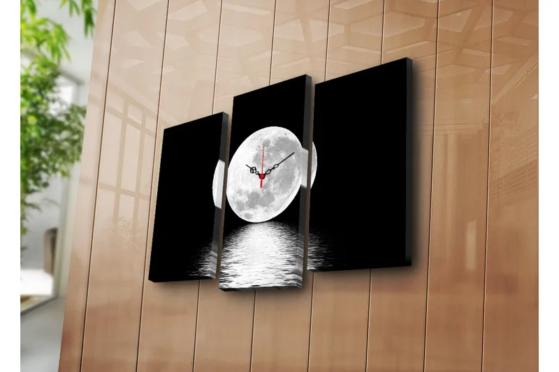 Dekorativ Canvasbilde med Klokke 3 Deler, Flerfarget