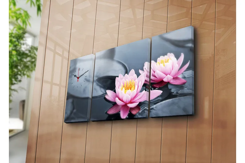 Dekorativ Canvasbilde med Klokke 3 Deler, Flerfarget