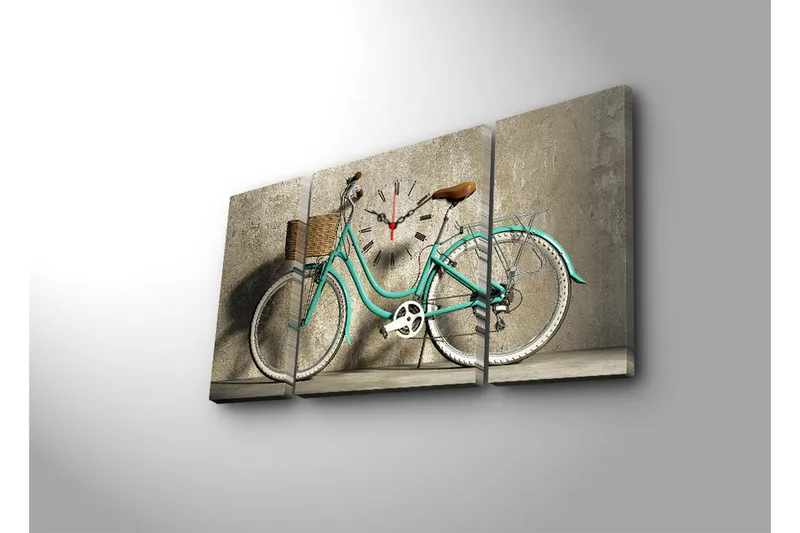 Dekorativ Canvasbilde med Klokke 3 Deler - Flerfarget - Innredning - Veggdekorasjon - Veggklokke