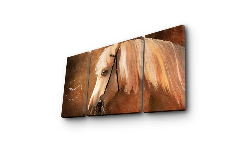 Dekorativ Canvasbilde med Klokke 3 Deler - Flerfarget - Innredning - Veggdekorasjon - Veggklokke