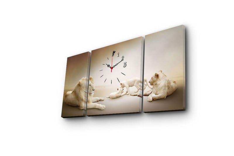 Dekorativ Canvasbilde med Klokke 3 Deler - Flerfarget - Innredning - Veggdekorasjon - Veggklokke