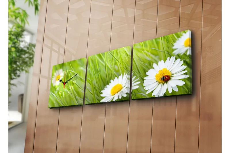 Dekorativ Canvasbilde med Klokke 3 Deler, Flerfarget