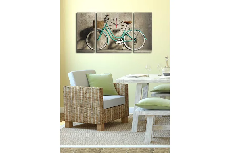 Dekorativ Canvasbilde med Klokke 3 Deler - Flerfarget - Innredning - Veggdekorasjon - Veggklokke