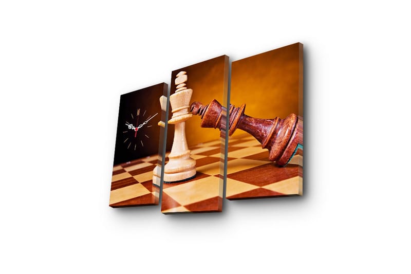 Dekorativ Canvasbilde med Klokke 3 Deler - Flerfarget - Innredning - Veggdekorasjon - Veggklokke