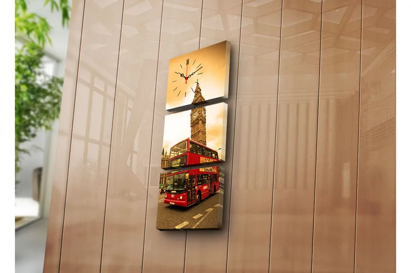 Dekorativ Canvasbilde med Klokke 3 Deler, Flerfarget