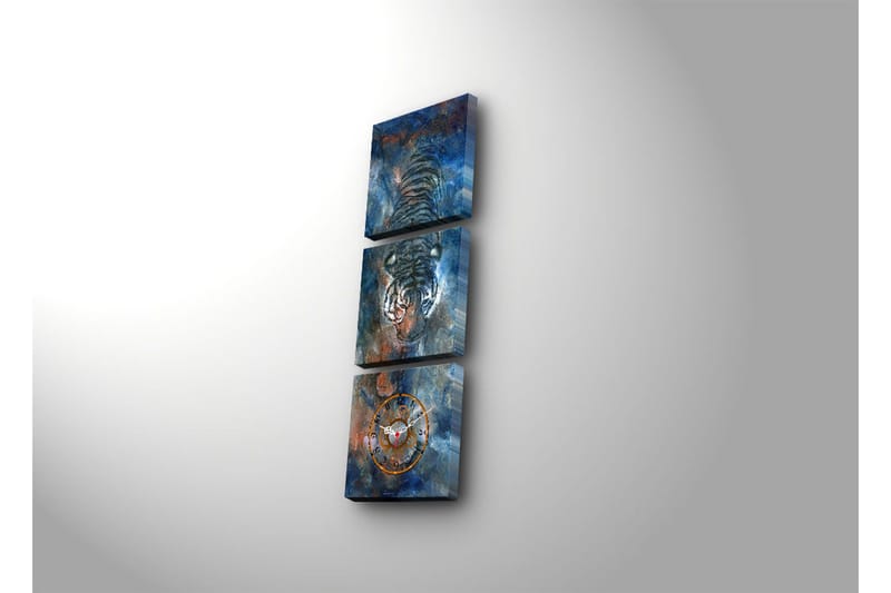 Dekorativ Canvasbilde med Klokke 3 Deler - Flerfarget - Innredning - Veggdekorasjon - Veggklokke