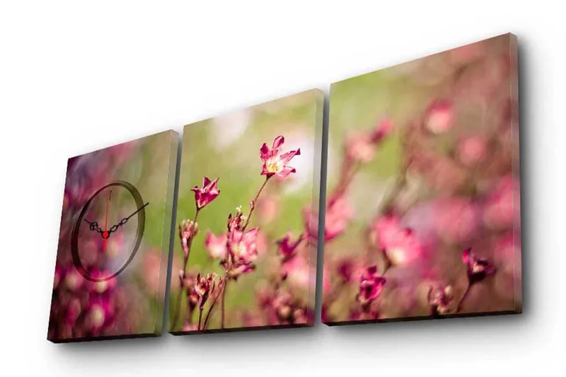 Dekorativ Canvasbilde med Klokke 3 Deler, Flerfarget