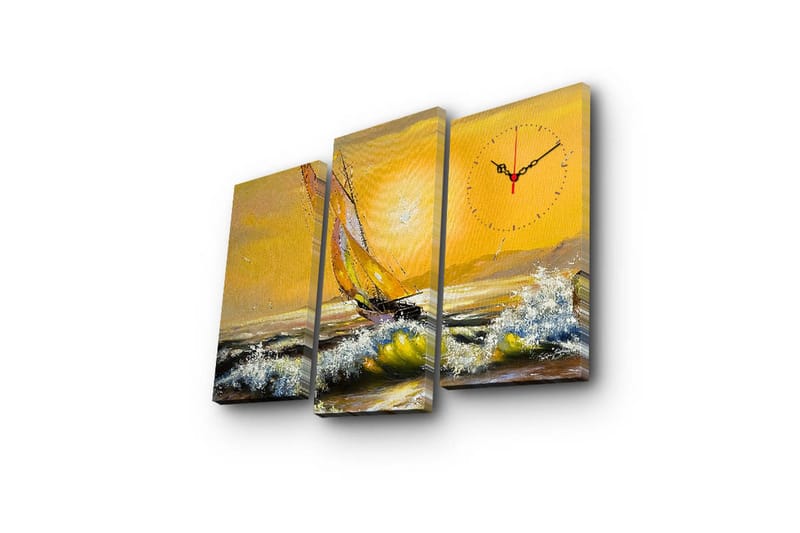 Dekorativ Canvasbilde med Klokke 3 Deler - Flerfarget - Innredning - Veggdekorasjon - Veggklokke