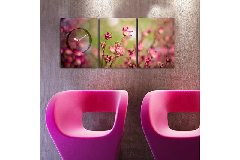 Dekorativ Canvasbilde med Klokke 3 Deler - Flerfarget - Innredning - Veggdekorasjon - Veggklokke