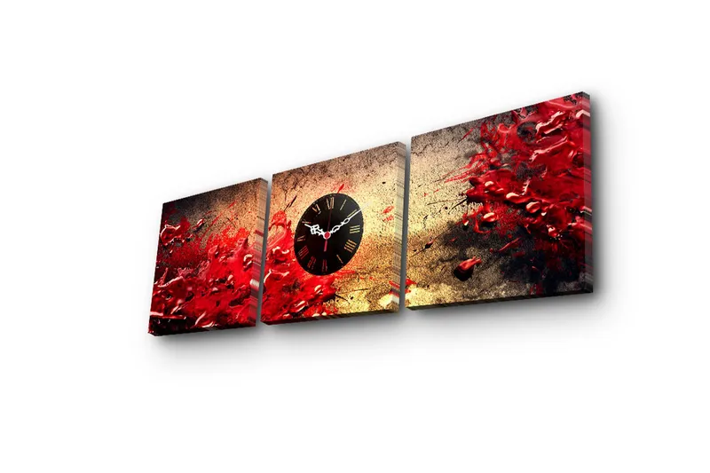 Dekorativ Canvasbilde med Klokke 3 Deler - Flerfarget - Innredning - Veggdekorasjon - Veggklokke