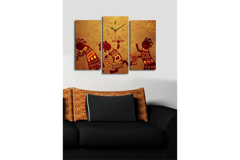 Dekorativ Canvasbilde med Klokke 3 Deler - Flerfarget - Innredning - Veggdekorasjon - Veggklokke