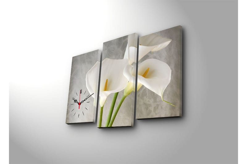 Dekorativ Canvasbilde med Klokke 3 Deler - Flerfarget - Innredning - Veggdekorasjon - Veggklokke