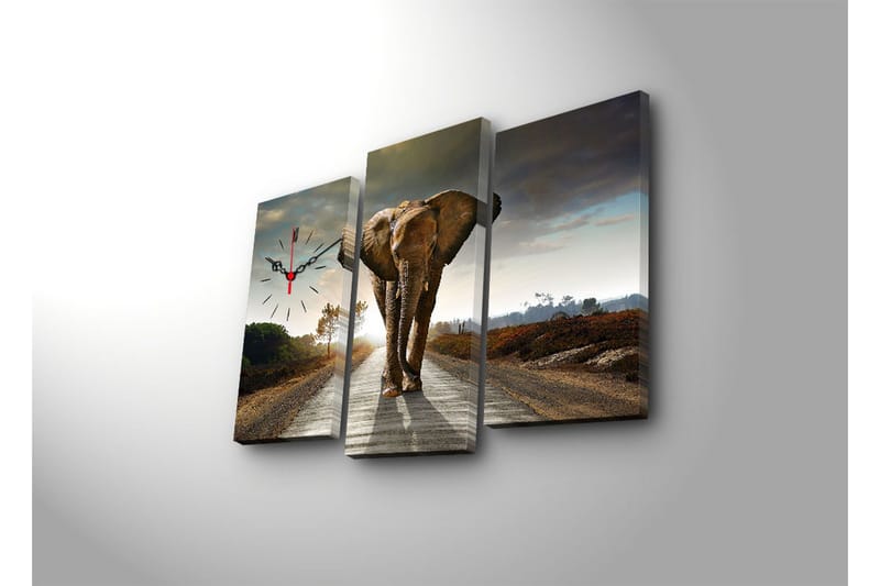 Dekorativ Canvasbilde med Klokke 3 Deler - Flerfarget - Innredning - Veggdekorasjon - Veggklokke