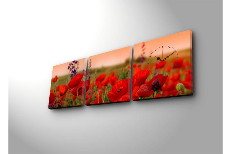 Dekorativ Canvasbilde med Klokke 3 Deler - Flerfarget - Innredning - Veggdekorasjon - Veggklokke