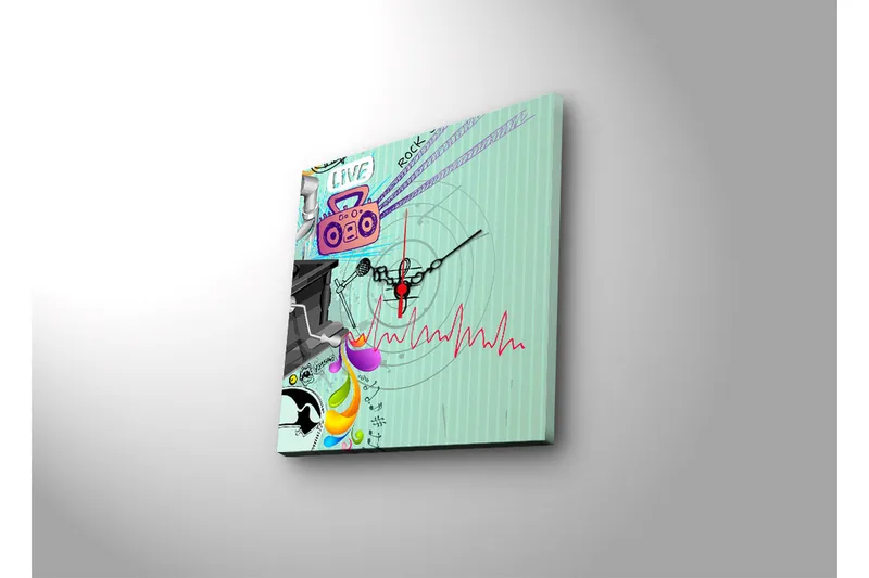 Dekorativ Canvasbilde med Klokke - Flerfarget - Innredning - Veggdekorasjon - Veggklokke